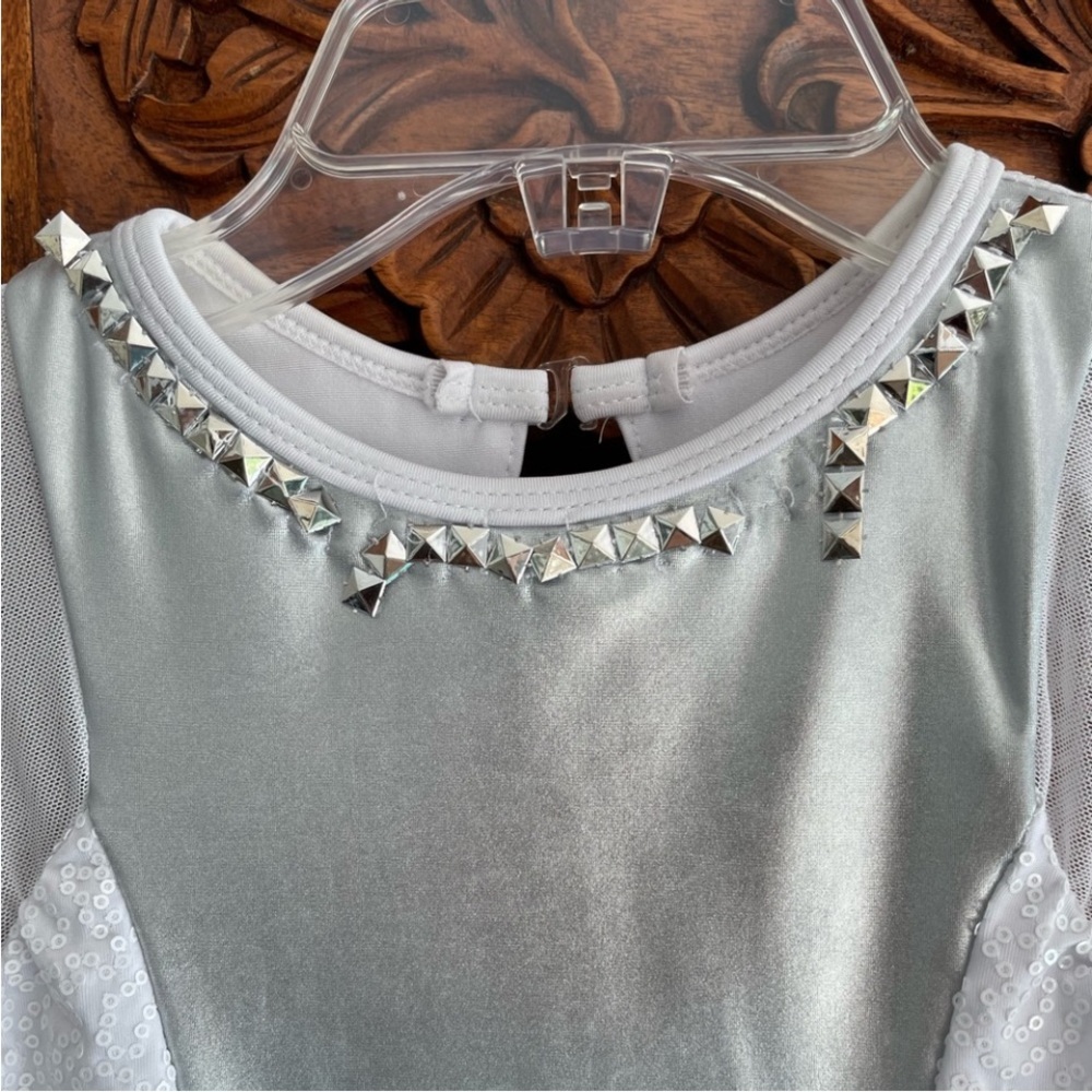 White with Silver Dance Costume - Picture 5 of 5